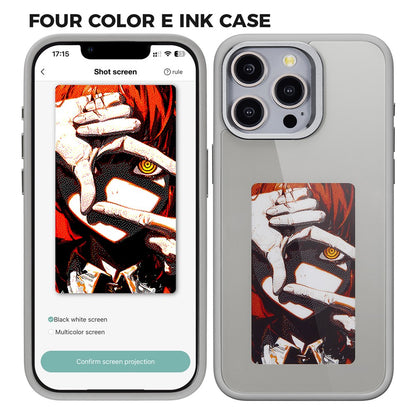 Funda E-Ink para iPhone 13 Pro con pantalla personalizable mediante proyección NFC de 4 colores