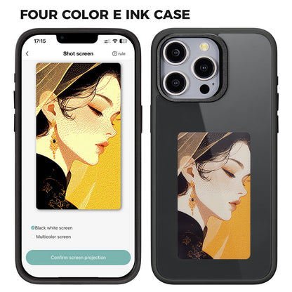 Funda E-Ink para iPhone 13 Pro Max con pantalla personalizable mediante proyección NFC de 4 colores