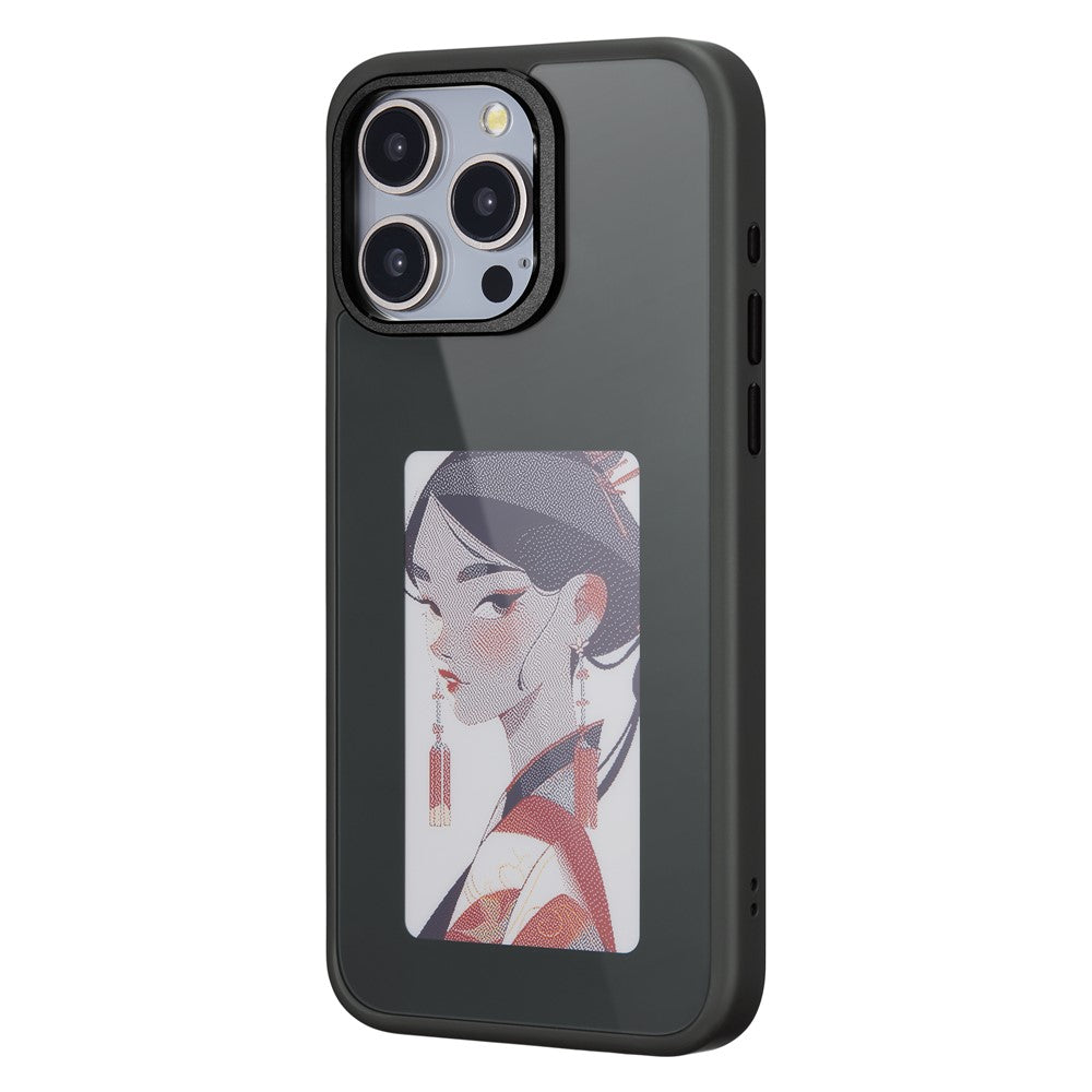 Funda E-Ink para iPhone 13 Pro Max con pantalla personalizable mediante proyección NFC de 4 colores