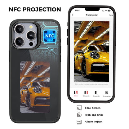 Funda E-Ink para iPhone 13 Pro Max con pantalla personalizable mediante proyección NFC de 4 colores