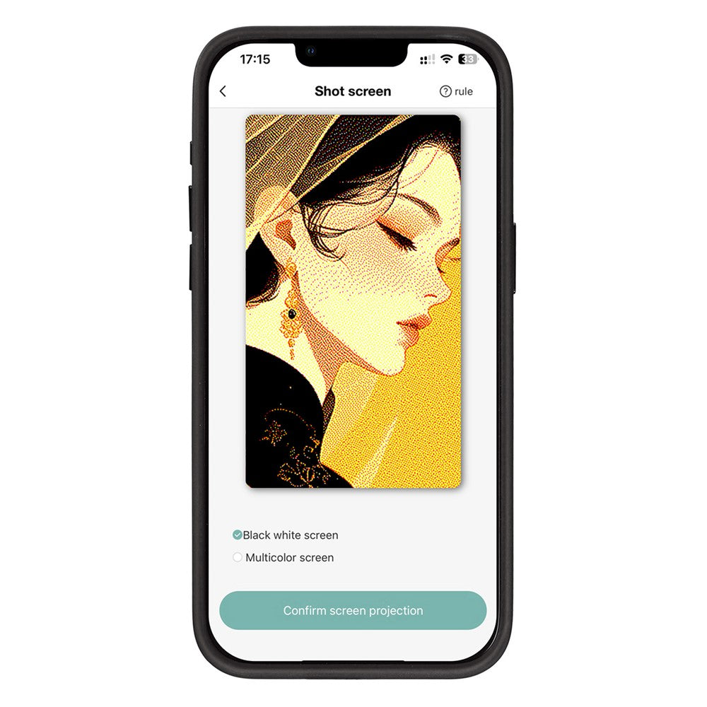 Funda E-Ink para iPhone 13 Pro Max con pantalla personalizable mediante proyección NFC de 4 colores