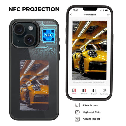 Funda E-Ink para iPhone 13 y 14 con pantalla personalizable mediante proyección NFC de 4 colores